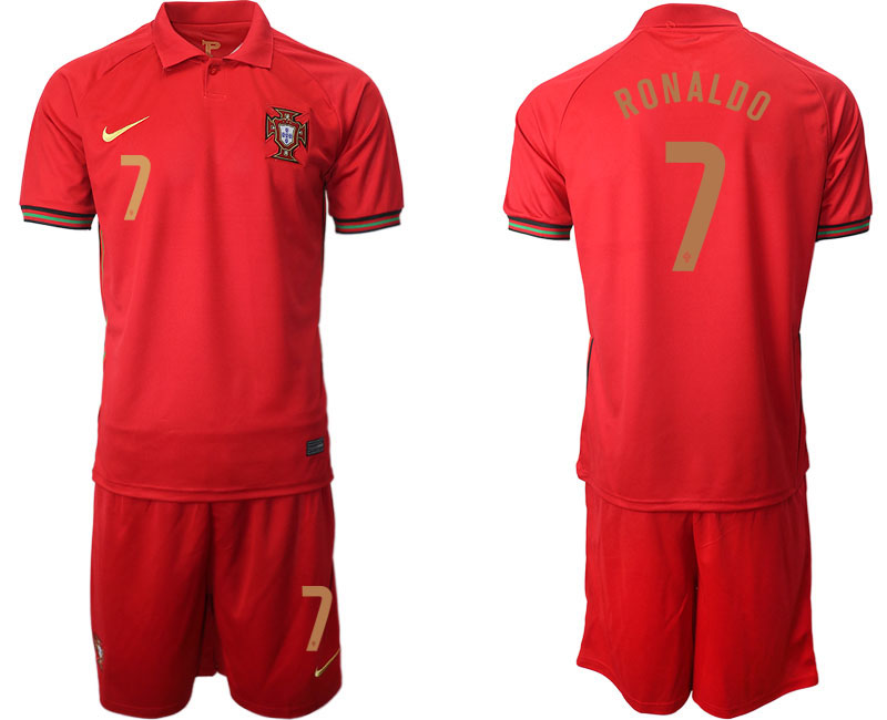 Men 2021 European Cup Portugal home red #7 Soccer Jersey